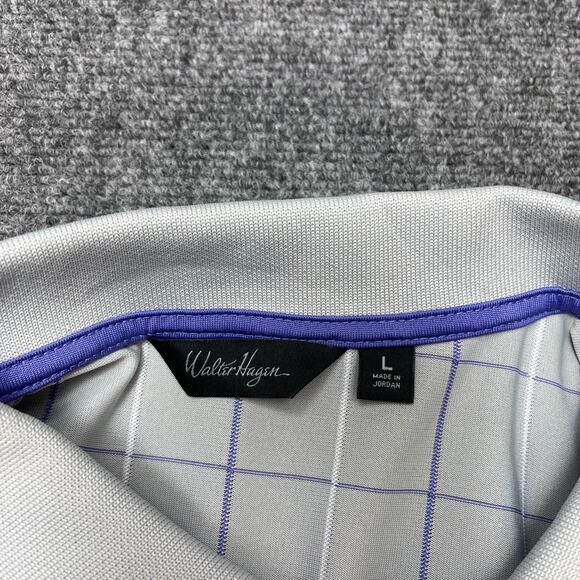 Walter Hagen Mens Button Down Shirt Size Large Short Sleeves Gray Violet - Picture 4 of 9